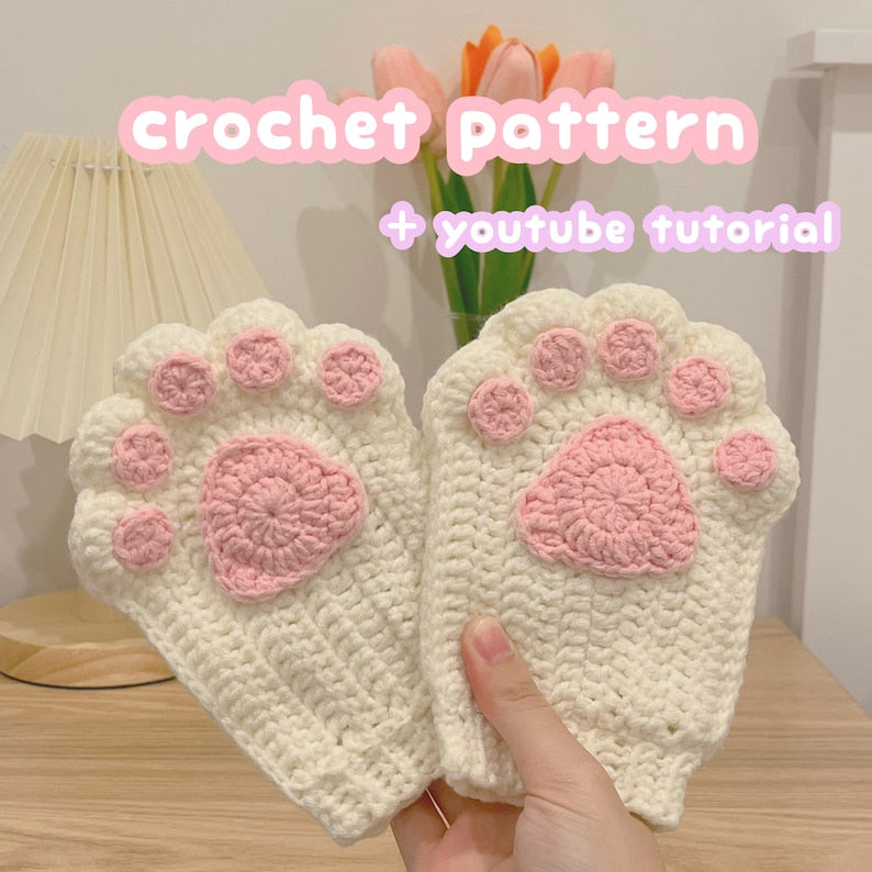 crochet cat glove