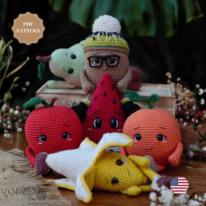 Amigurumi Fruit Crochet Patterns eBook – 6 Fruits Set | PDF Instant Download