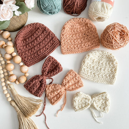 Crochet Baby Hat Pattern – Star Stitch Big Bow Beanie with Rose Flower Design (PDF Tutorial)